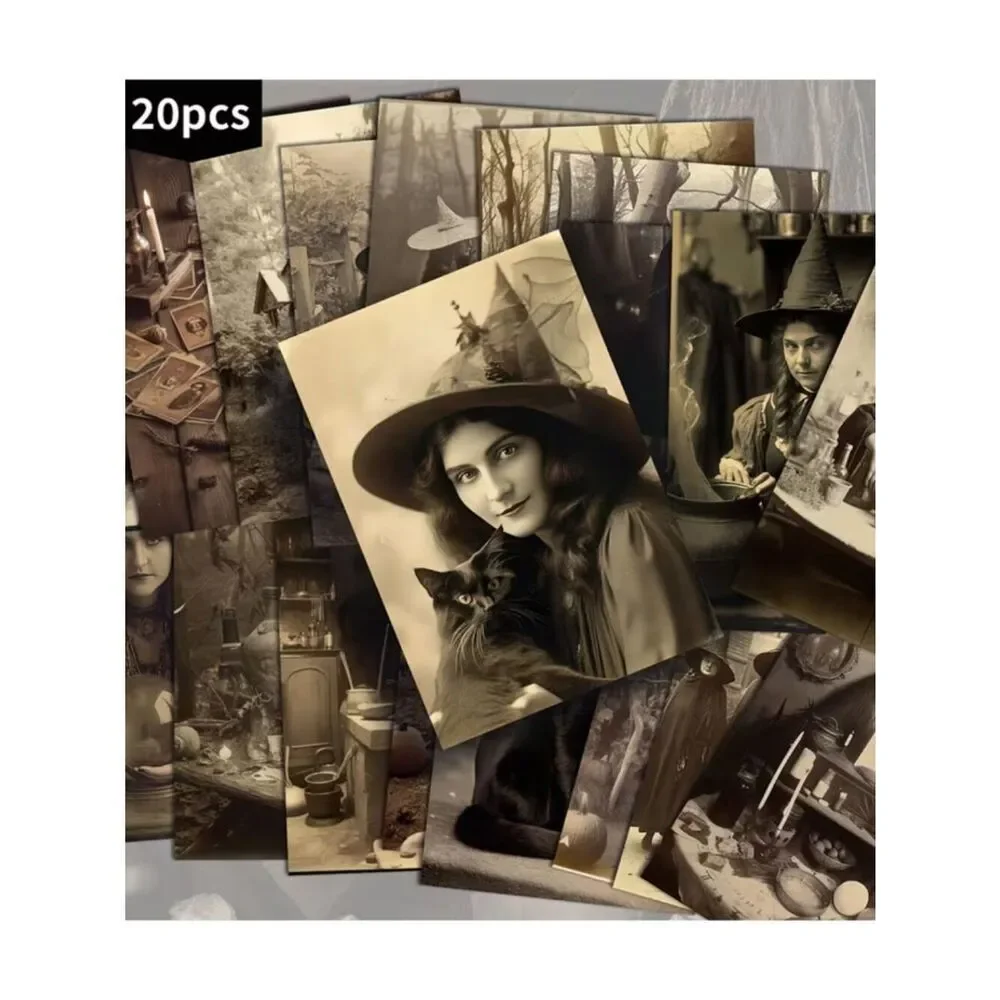 NWT 20pc Vintage Witch Postcard Set Halloween Journal Ephemera Aesthetic